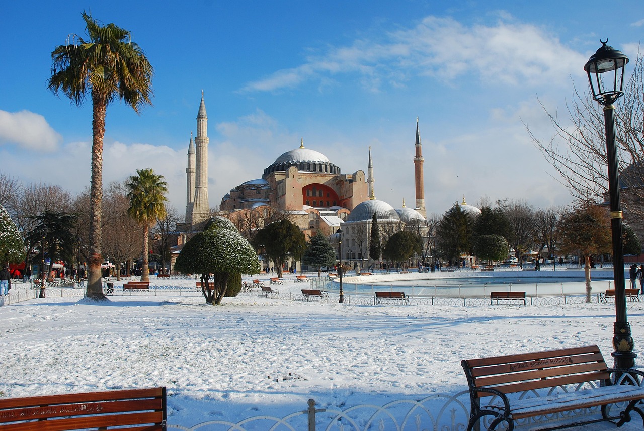 hagia sophia, sultanahmet, nature, snow